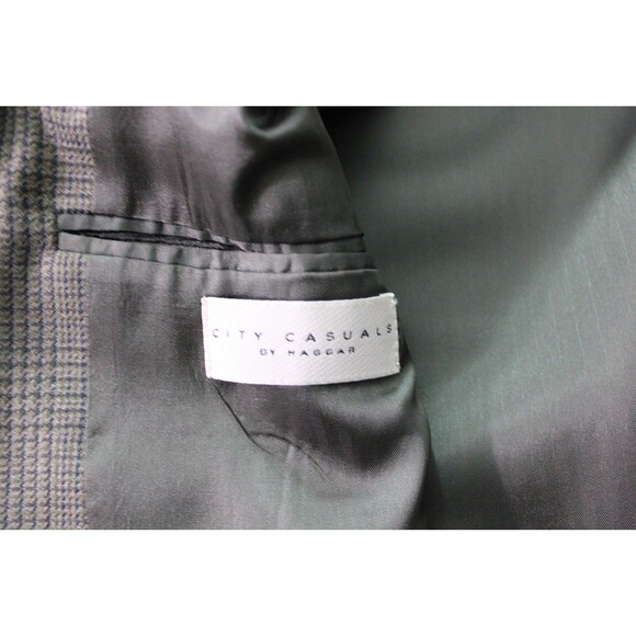 Haggar City Casual Mens Wool Blend Blazer Sport Coat Jacket Brown Glen Plaid 42L - Picture 6 of 7